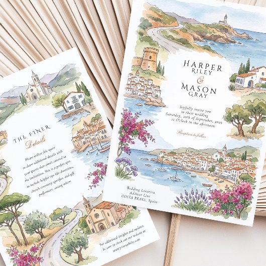 Invitation Mariage à Costa Brava Cadaques Tossa de Mar