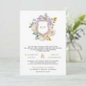Invitation Mariage à crête de code QR floral rose pastel viol (Debout devant)