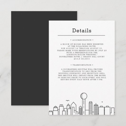 Invitation Mariage à Dallas, Texas | Informations invité (Devant / Derrière)