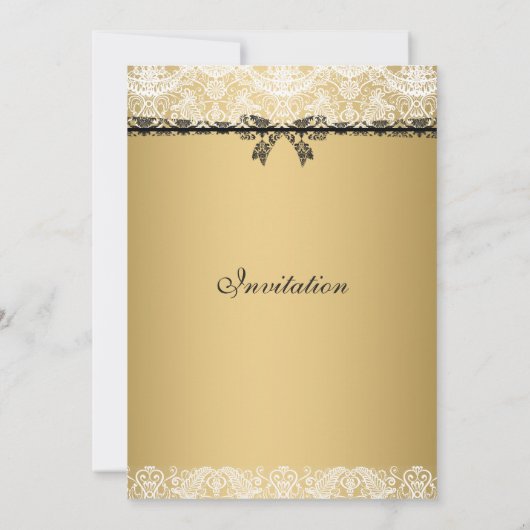 Invitation Mariage à dentelle dorée et blanche (Dos)