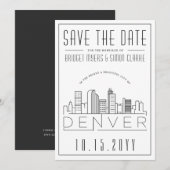 Invitation Mariage à Denver - Skyline stylisée - Save the Dat (Devant / Derrière)