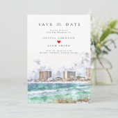Invitation Mariage à Destin Floride Aquarelle Save the Date (Debout devant)