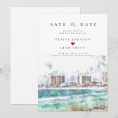 Invitation Mariage à Destin Floride Aquarelle Save the Date (Devant / Derrière)