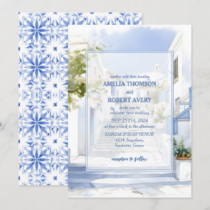 Invitation Mariage à destination à Santorin en Grèce à l'aqua