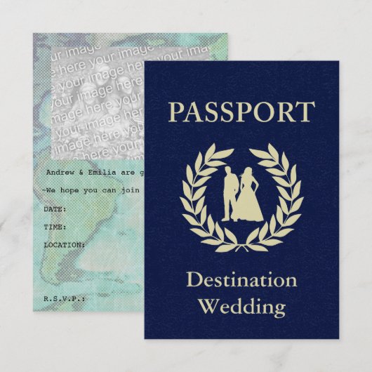 Invitation mariage à destination passeport (Devant / Derrière)