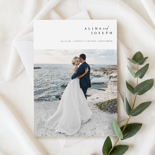 Invitation Mariage à Destination Simple Photo de Plage sur Bu