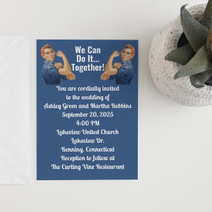 Invitation mariage à deux roses des années 1940