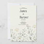 Invitation Mariage à disposition florale blanche en ivoire (Devant)