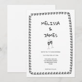 Invitation Mariage à doodle de champagne Whimsical (Devant / Derrière)