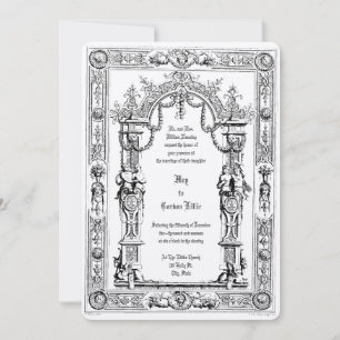 Invitation Mariage à double cadre de style baroque rococo orn