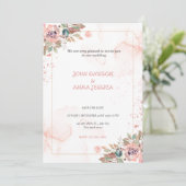Invitation Mariage à écran de fleur d'eau rose (Debout devant)