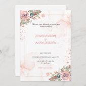 Invitation Mariage à écran de fleur d'eau rose (Devant / Derrière)