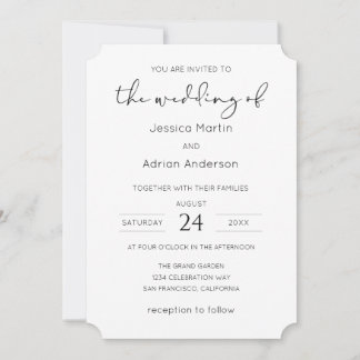 Invitation Mariage à écriture minimale