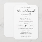 Invitation Mariage à écriture minimale (Devant / Derrière)