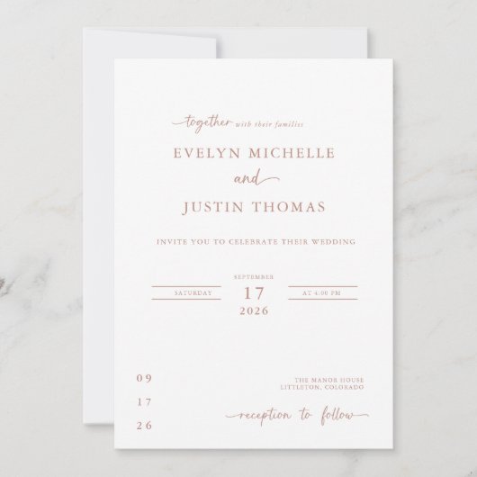 Invitation Mariage à écriture minimale (Devant)