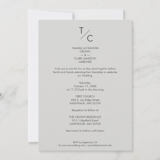 Invitation Mariage à effet Vellum de transparence moderne ten (Dos)