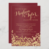 Invitation Mariage à étincelles de vin et d'or (Devant / Derrière)