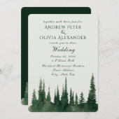 Invitation Mariage À feuillage persistant de la forêt de pins (Devant / Derrière)