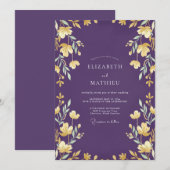 Invitation Mariage à feuille de pourpre profond (Devant / Derrière)