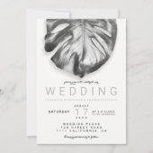 Invitation mariage à feuilles d'argent tropical moderne (Devant)