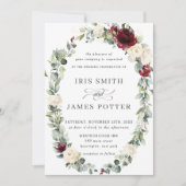 Invitation Mariage à feuilles en ivoire de Bourgogne (Devant)