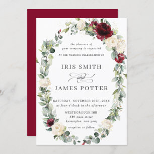 Invitation Mariage à feuilles en ivoire de Bourgogne