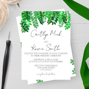 Invitation Mariage à feuilles vertes