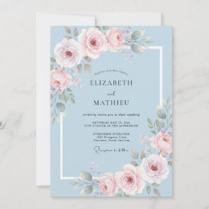 Invitation Mariage à Fleur d'Arche en Bleu Poudre