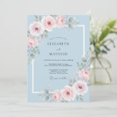 Invitation Mariage à Fleur d'Arche en Bleu Poudre (Debout devant)