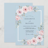 Invitation Mariage à Fleur d'Arche en Bleu Poudre (Devant / Derrière)