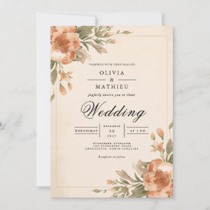 Invitation Mariage à Fleur de Mariée Discrète et Élégant