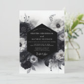 Invitation Mariage à Fleur Dramatique Monochrome (Debout devant)