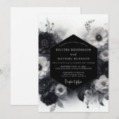 Invitation Mariage à Fleur Dramatique Monochrome (Devant / Derrière)