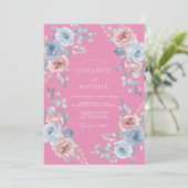 Invitation Mariage à Fleur Rose Dorée (Debout devant)