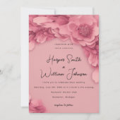 Invitation mariage à fleurs 3d rose (Devant)