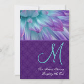 Invitation Mariage à fleurs Aqua et Purple Dahlia S721 (Dos)