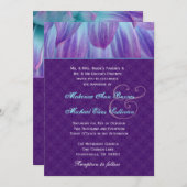 Invitation Mariage à fleurs Aqua et Purple Dahlia S721 (Devant / Derrière)