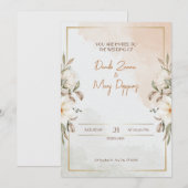 Invitation Mariage à fleurs beige (Devant / Derrière)