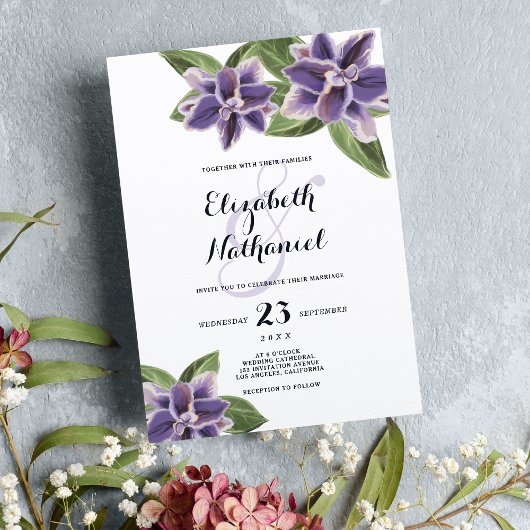 Invitation Mariage à fleurs blanc blanc et chic