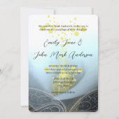 Invitation Mariage à fleurs bleu Fuchsia Calla (Devant)