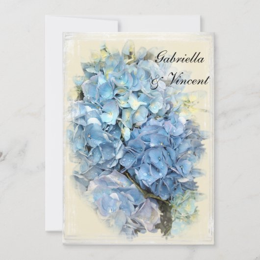 Invitation Mariage à fleurs Blue Hydrangea (Devant)