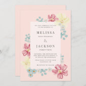 Invitation Mariage à fleurs claires et brillantes (Devant / Derrière)