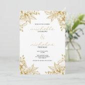 Invitation Mariage à fleurs de parties scintillant blanche et (Debout devant)