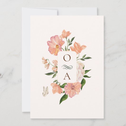 Invitation Mariage à fleurs de pêche (Devant)