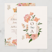 Invitation Mariage à fleurs de pêche (Devant / Derrière)