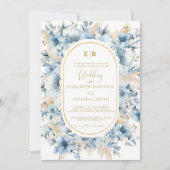 Invitation Mariage à fleurs de printemps bleu bleu marine Dus (Devant)