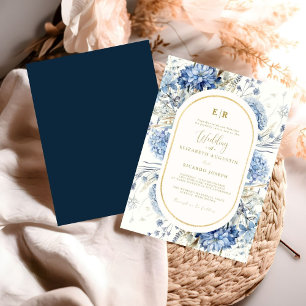 Invitation Mariage à fleurs de printemps bleu bleu marine Dus