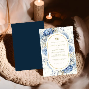 Invitation Mariage à fleurs de printemps bleu bleu marine Dus
