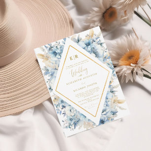 Invitation Mariage à fleurs de printemps bleu bleu marine Dus