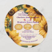 Invitation Mariage à fleurs de tournesols (Devant / Derrière)